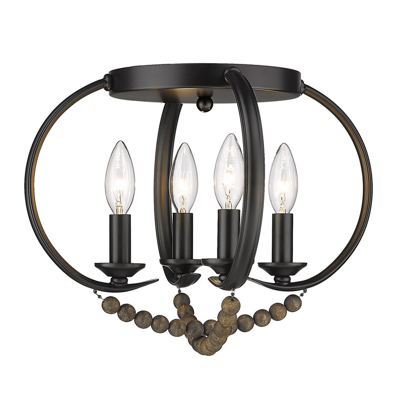 Golden 8320-FM BLK-EWB Four Light Flush Mount, Matte Black