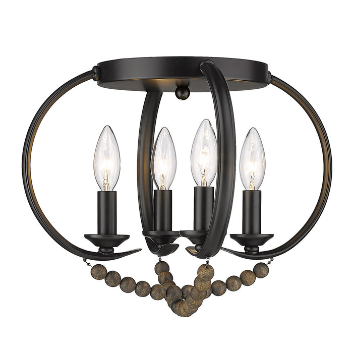 Golden 8320-FM BLK-EWB Four Light Flush Mount, Matte Black