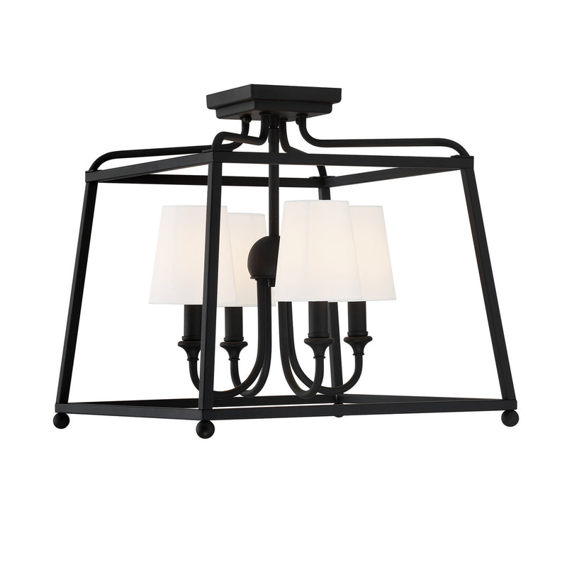 Crystorama 2243-BF Four Light Semi Flush Mount, Black Forged