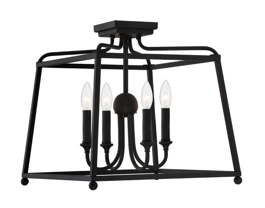 Crystorama 2243-BF_NOSHADE Four Light Semi Flush Mount, Black Forged