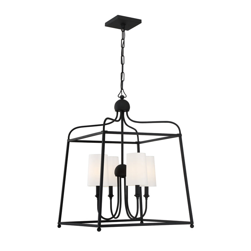 Crystorama 2244-BF Four Light Chandelier, Black Forged