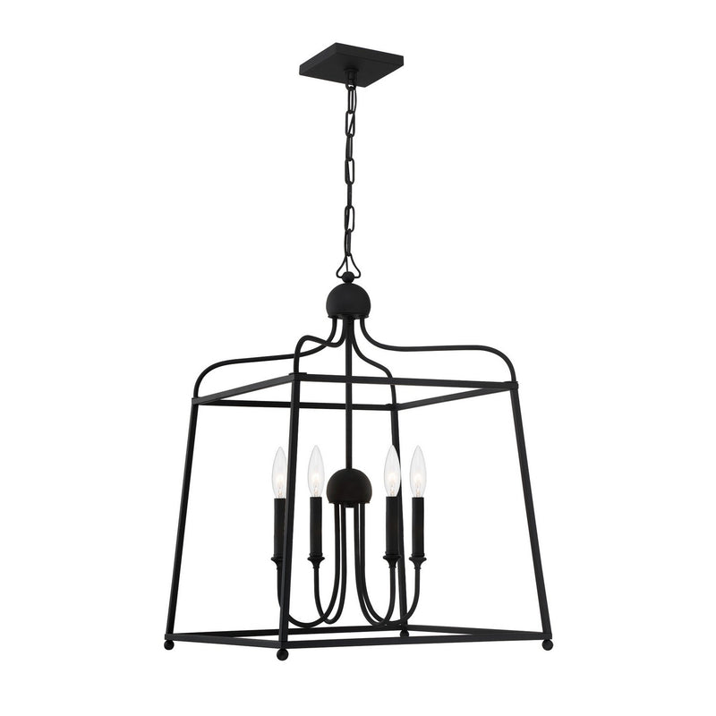 Crystorama 2244-BF_NOSHADE Four Light Chandelier, Black Forged