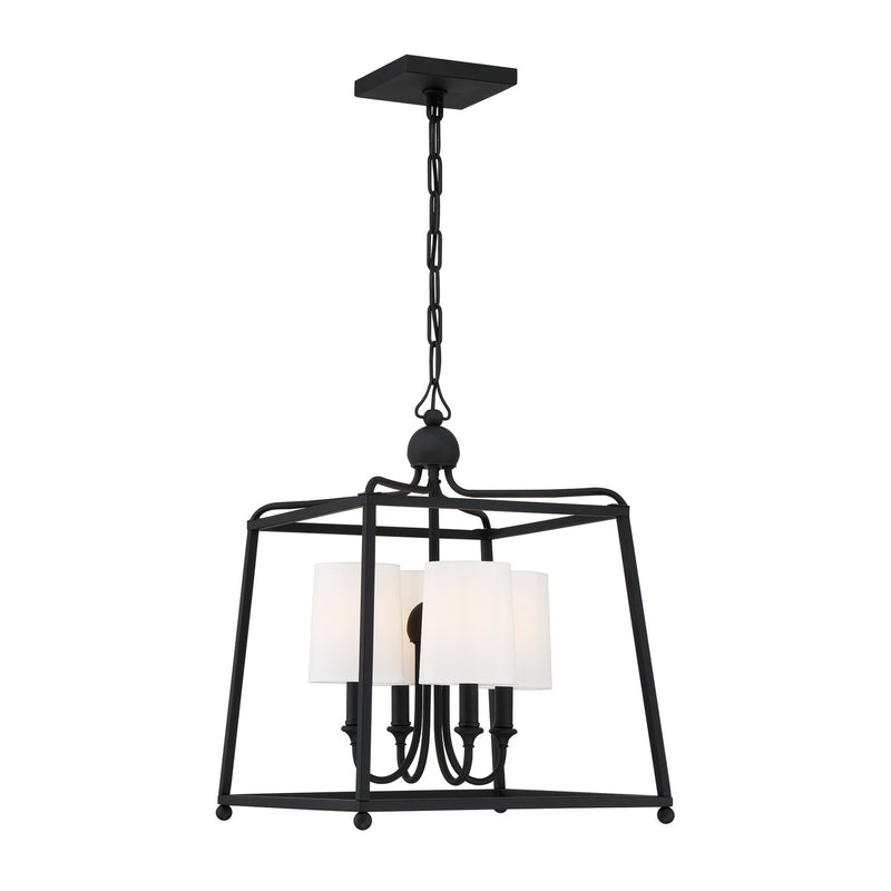 Crystorama 2245-BF Four Light Chandelier, Black Forged