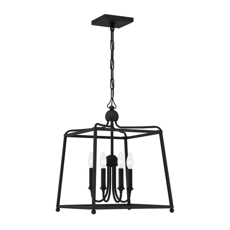 Crystorama 2245-BF_NOSHADE Four Light Chandelier, Black Forged