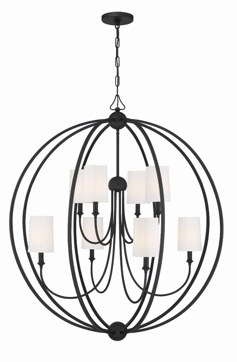 Crystorama 2246-BF Eight Light Chandelier, Black Forged