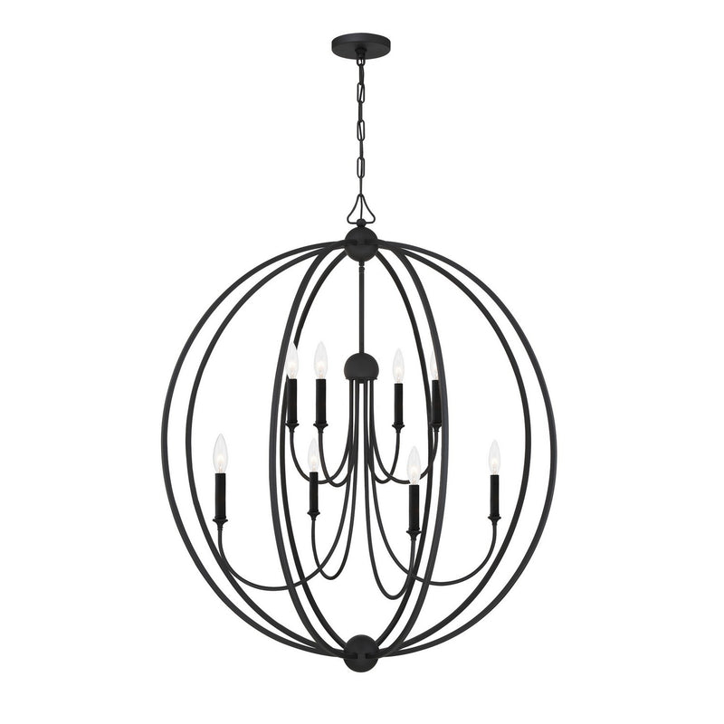 Crystorama 2246-BF_NOSHADE Eight Light Chandelier, Black Forged