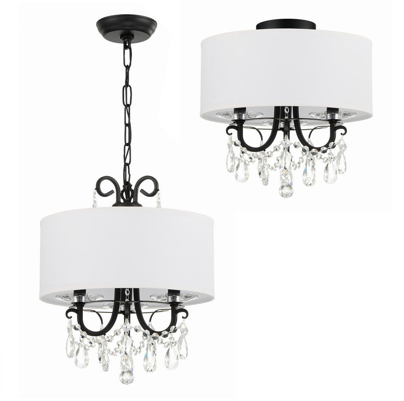 Crystorama 6623-MK-CL-MWP Three Light Mini Chandelier, Matte Black