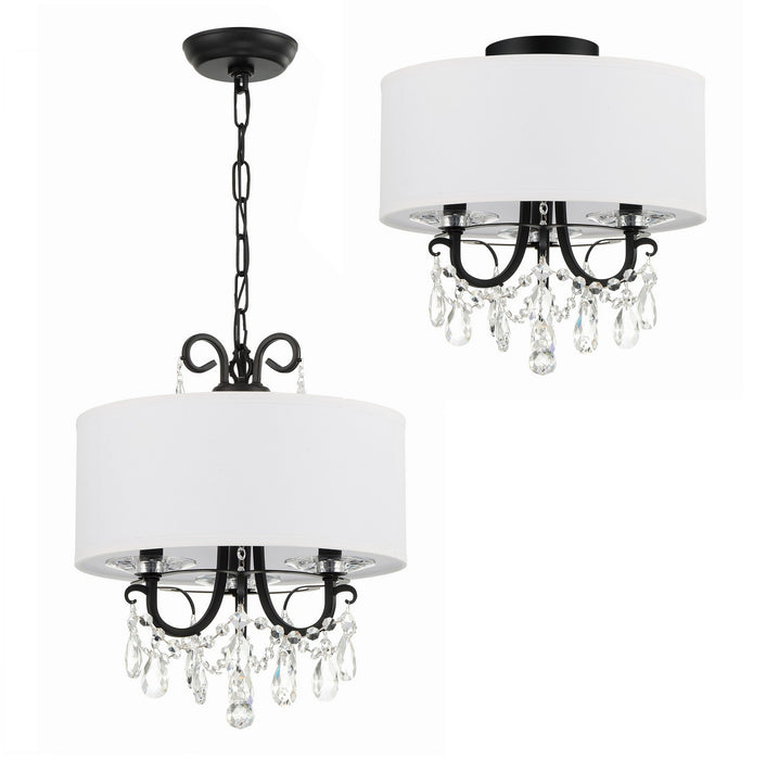 Crystorama 6623-MK-CL-MWP Three Light Mini Chandelier, Matte Black