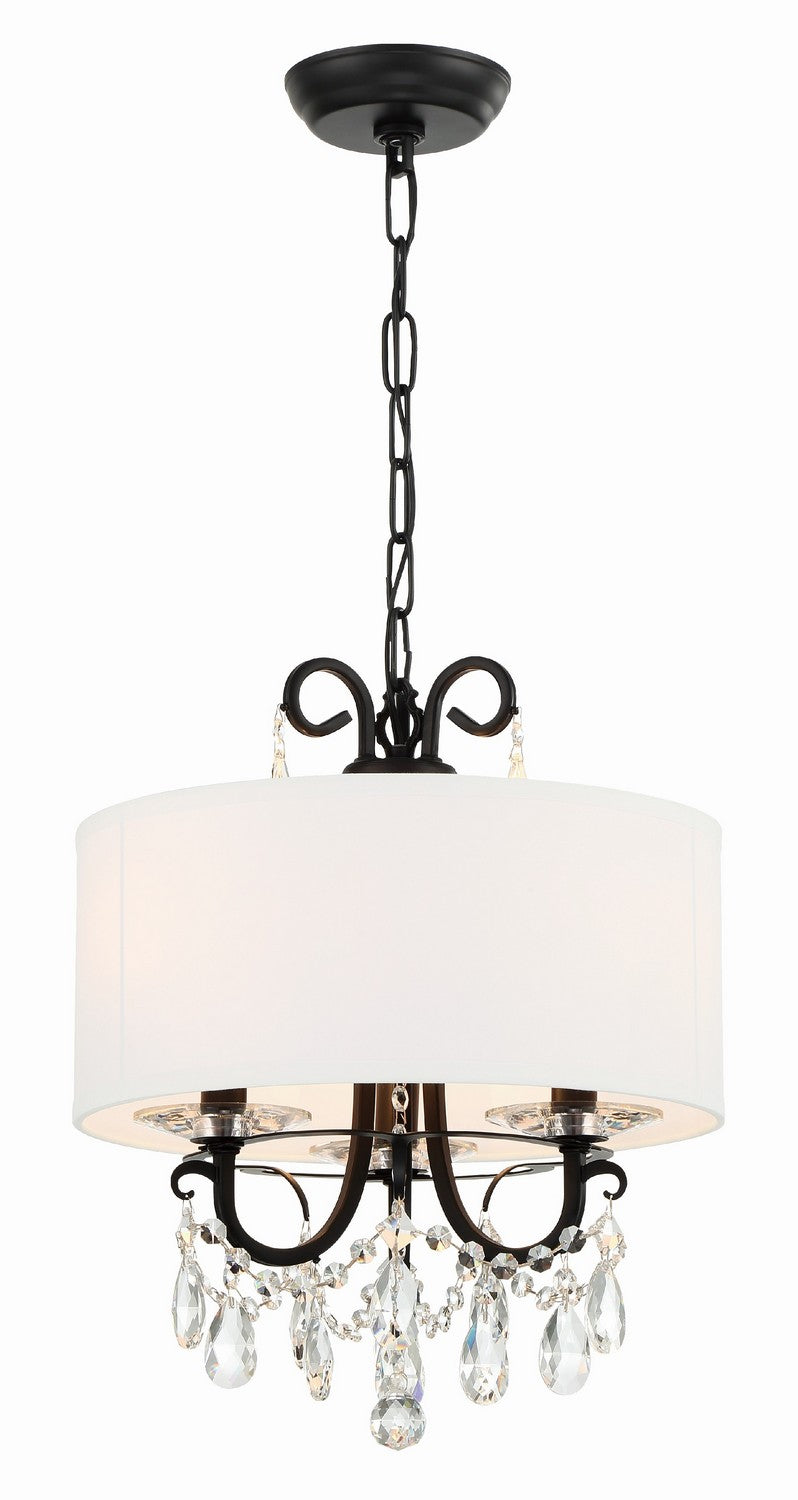 Crystorama 6623-MK-CL-MWP Three Light Mini Chandelier, Matte Black