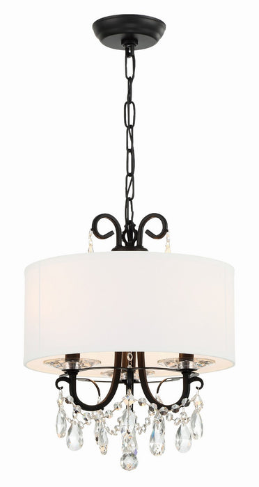 Crystorama 6623-MK-CL-MWP Three Light Mini Chandelier, Matte Black