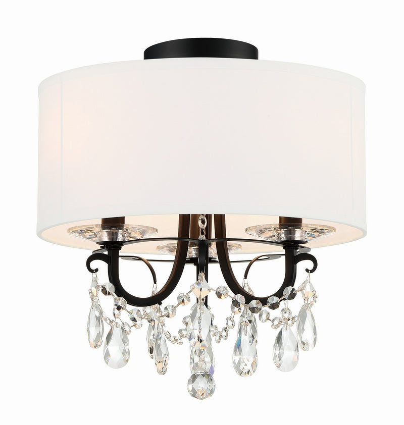 Crystorama 6623-MK-CL-MWP_CEILING Three Light Semi Flush Mount, Matte Black