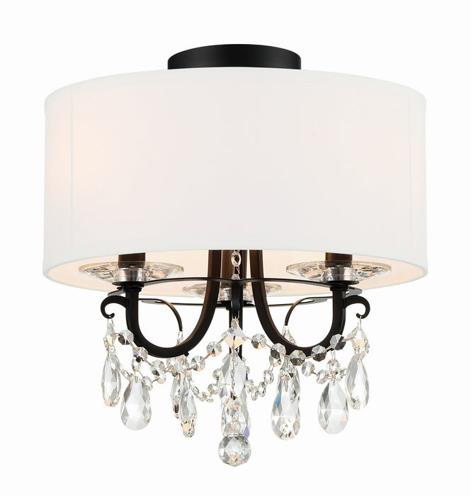 Crystorama 6623-MK-CL-MWP_CEILING Three Light Semi Flush Mount, Matte Black