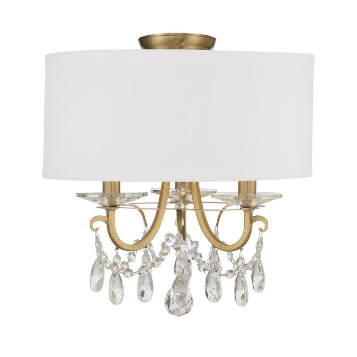 Crystorama 6623-VG-CL-MWP_CEILING Three Light Semi Flush Mount, Vibrant Gold