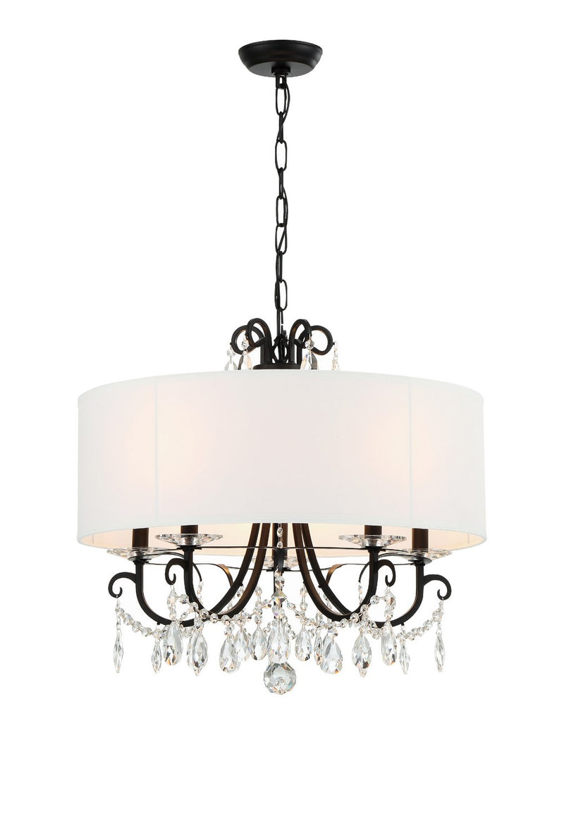 Crystorama 6625-MK-CL-MWP Five Light Chandelier, Matte Black