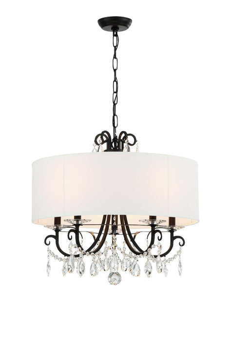 Crystorama 6625-MK-CL-MWP Five Light Chandelier, Matte Black