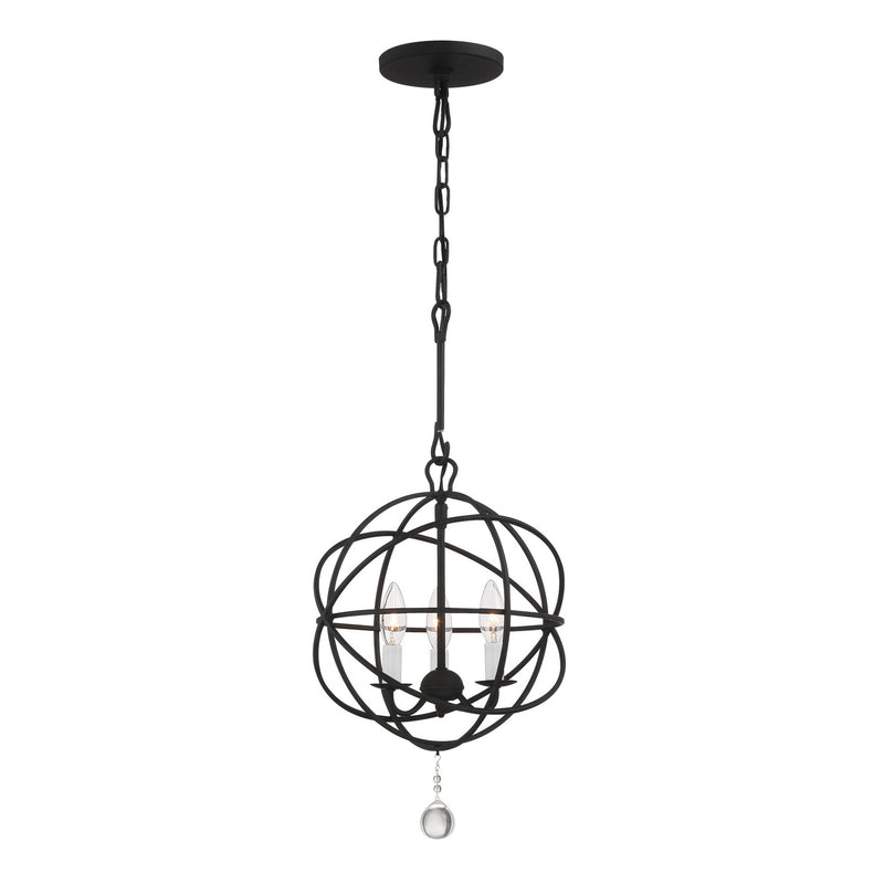 Crystorama 9225-BK Three Light Mini Chandelier, Black