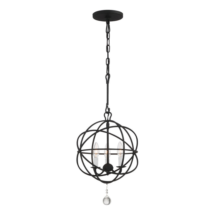 Crystorama 9225-BK Three Light Mini Chandelier, Black