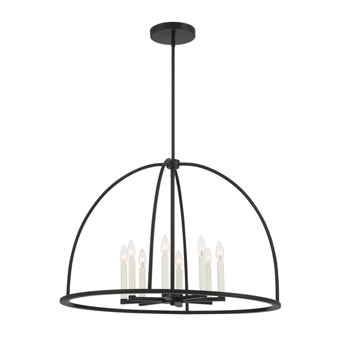 Crystorama ABB-3008-BK Eight Light Chandelier, Black