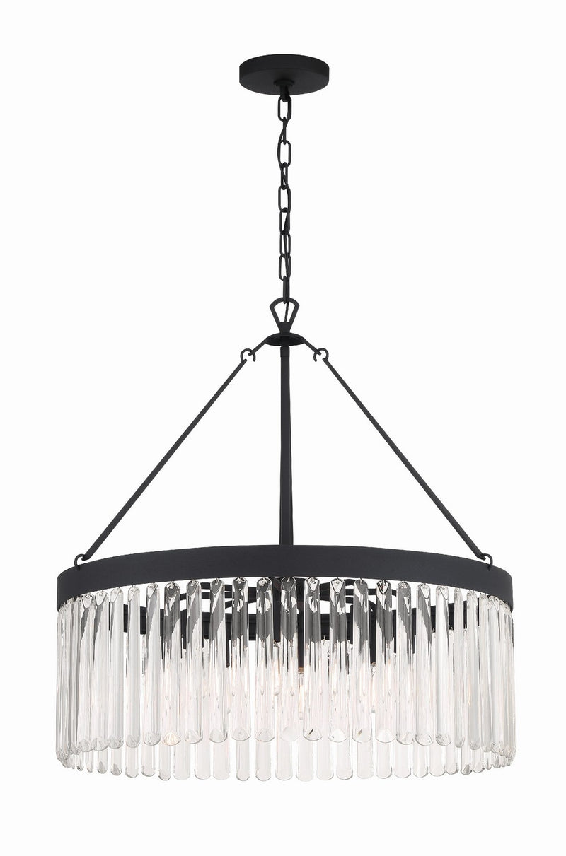 Crystorama EMO-5406-BF Eight Light Chandelier, Black Forged