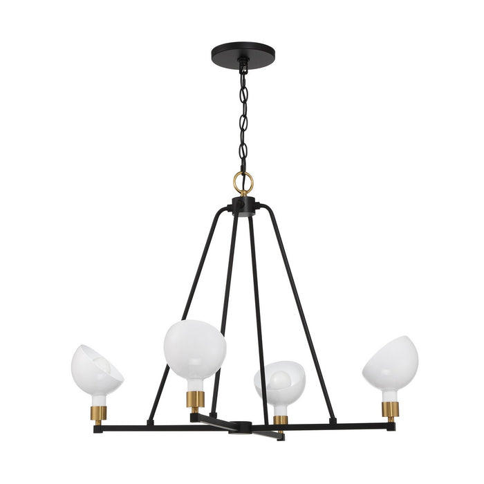 Crystorama GIG-814-BK-AG Four Light Chandelier, Black + Aged Brass