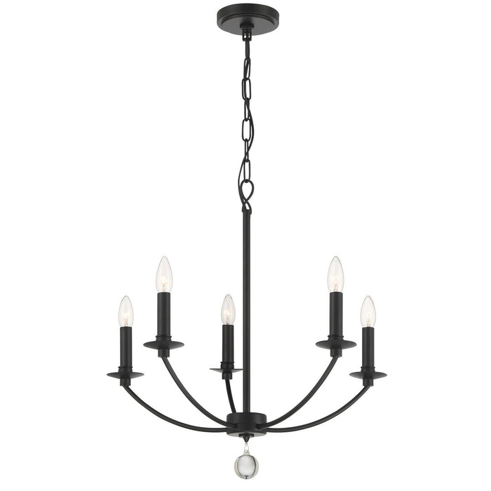 Crystorama MIL-8005-BK Five Light Chandelier, Black