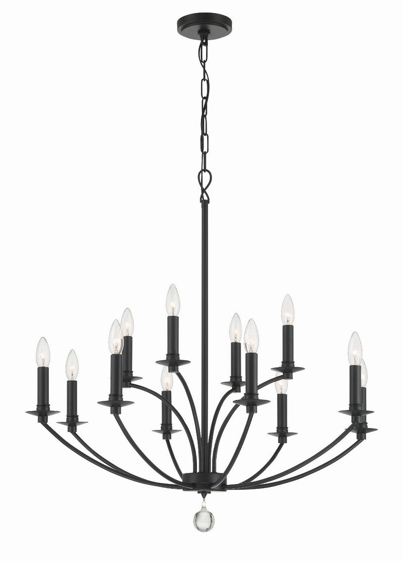 Crystorama MIL-8012-BK 12 Light Chandelier, Black (Display - Final Sale)
