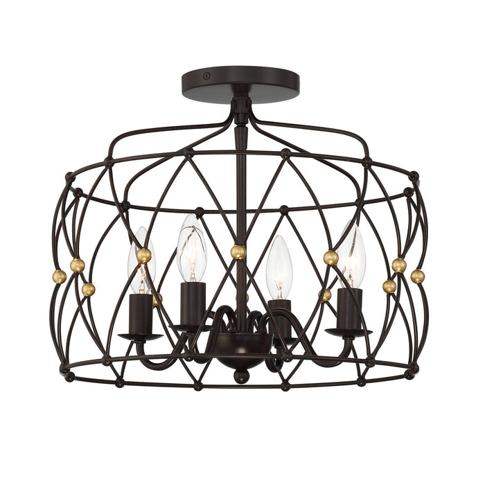 Crystorama ZUC-A9030-EB-GA_CEILING Four Light Semi Flush Mount, English Bronze + Antique Gold