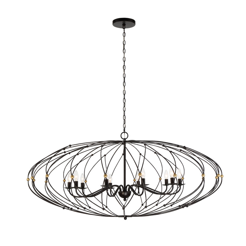 Crystorama ZUC-A9039-EB-GA Ten Light Chandelier, English Bronze + Antique Gold