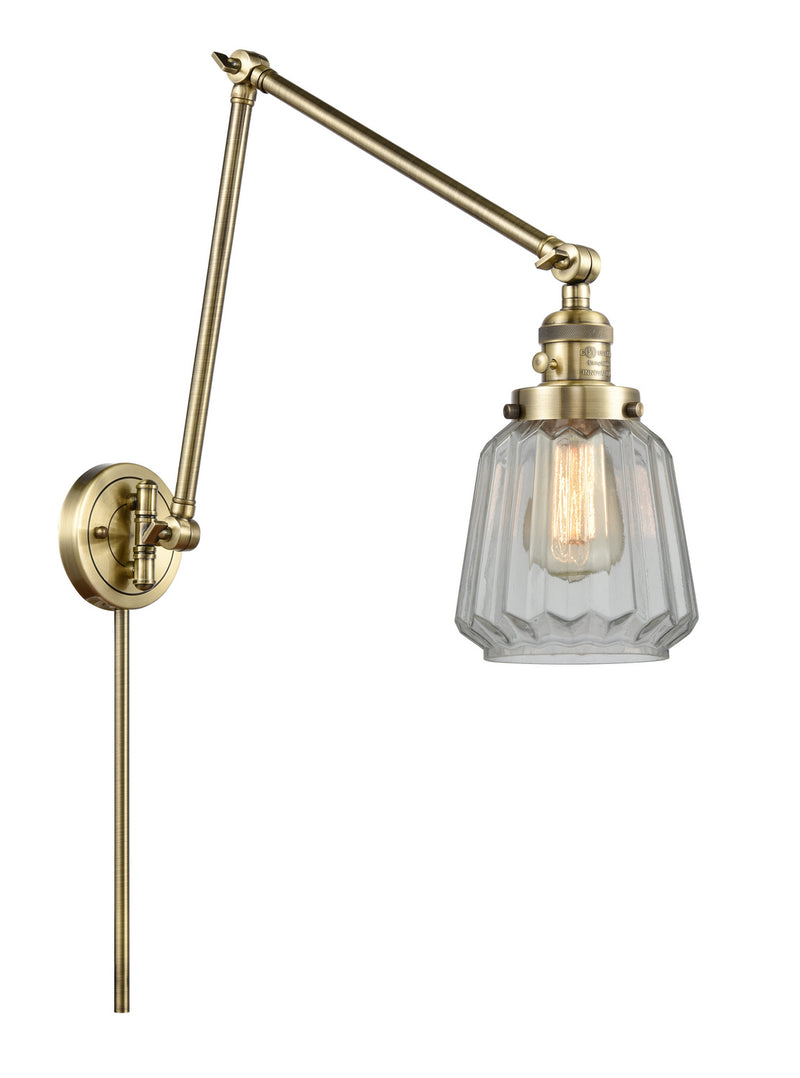 Innovations 238-AB-G142 One Light Swing Arm Lamp, Antique Brass