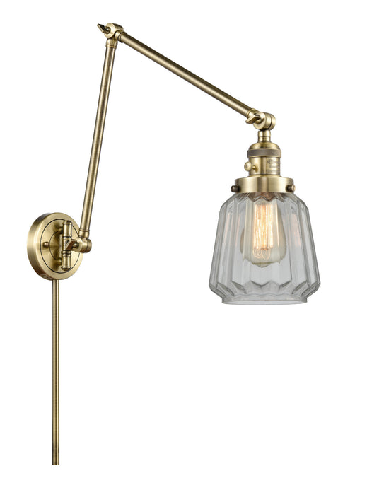Innovations 238-AB-G142 One Light Swing Arm Lamp, Antique Brass