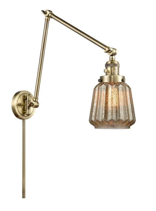 Innovations 238-AB-G146 One Light Swing Arm Lamp, Antique Brass