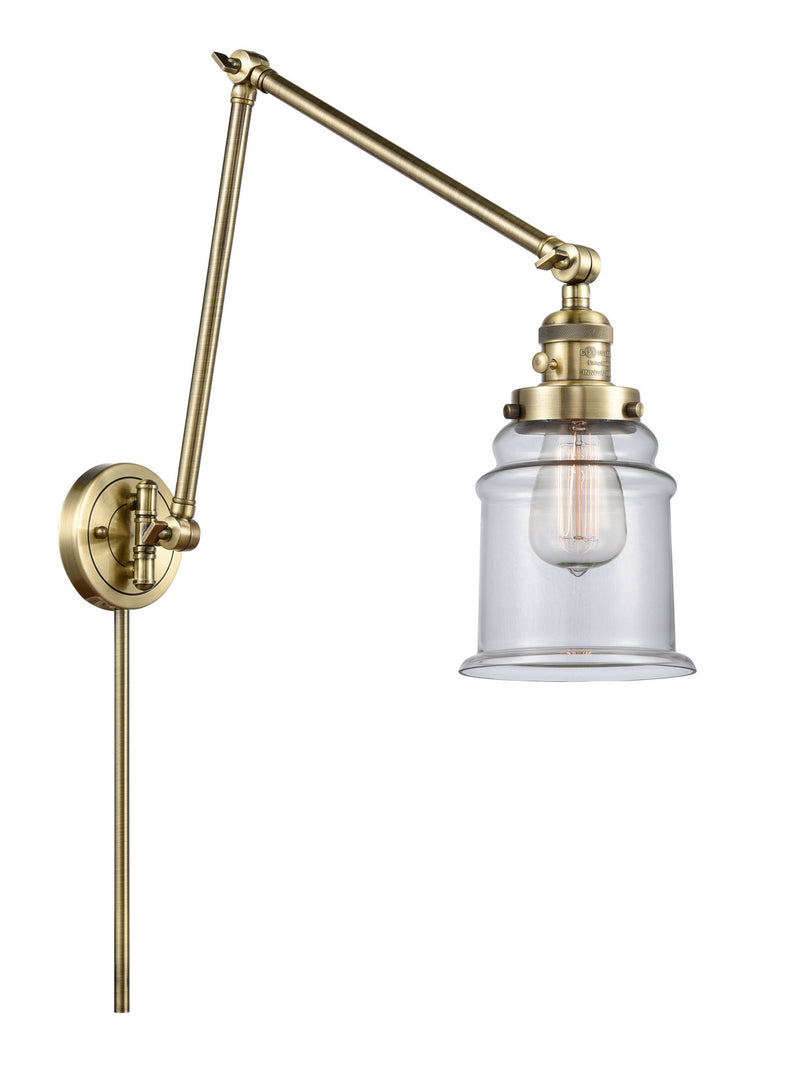 Innovations 238-AB-G182 One Light Swing Arm Lamp, Antique Brass