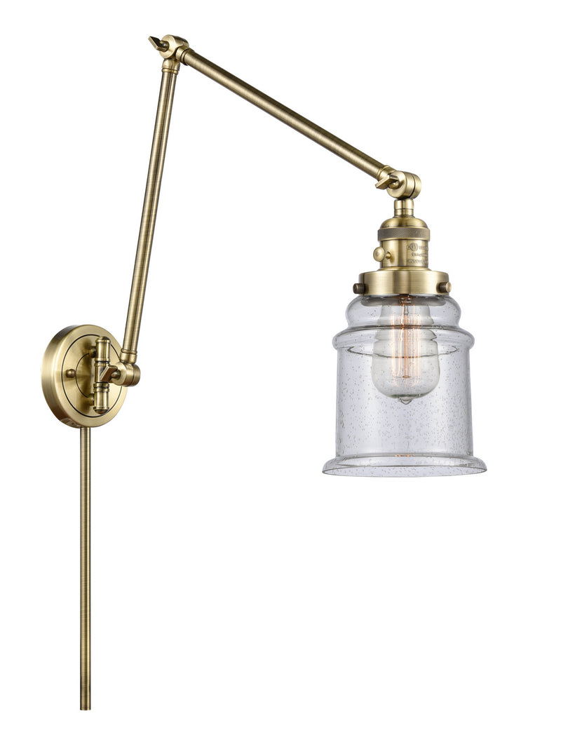 Innovations 238-AB-G184 One Light Swing Arm Lamp, Antique Brass