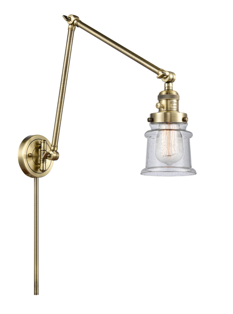 Innovations 238-AB-G184S One Light Swing Arm Lamp, Antique Brass