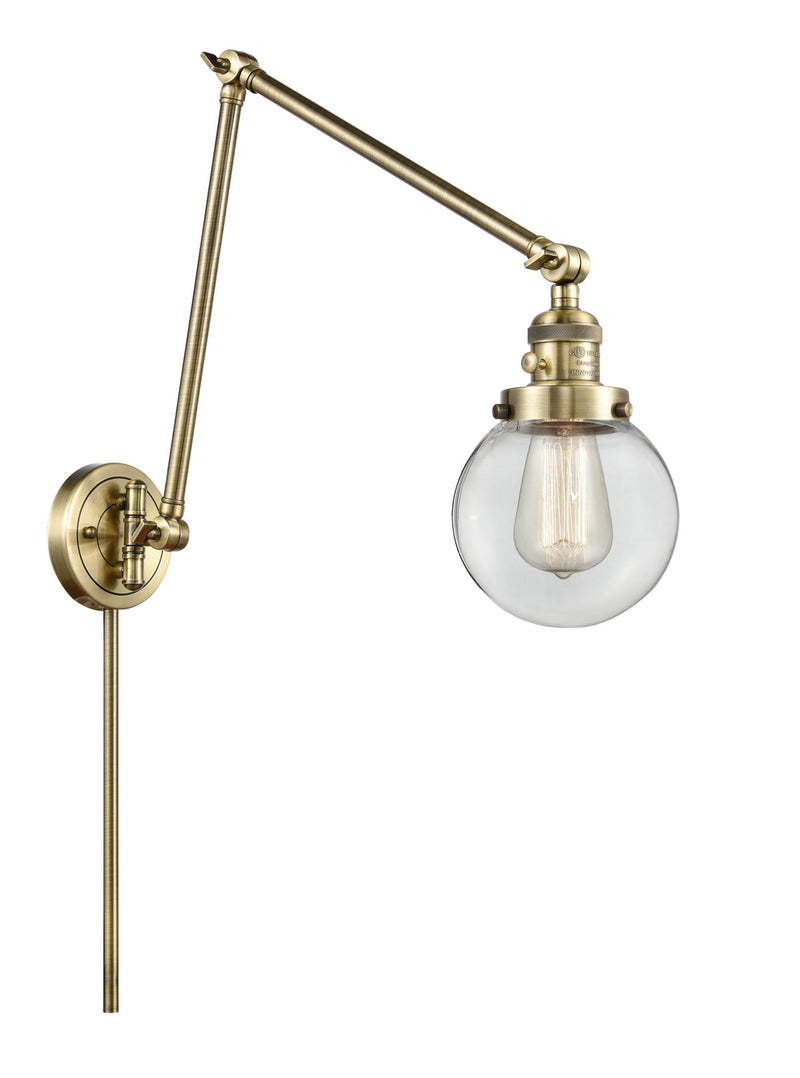 Innovations 238-AB-G202-6 One Light Swing Arm Lamp, Antique Brass