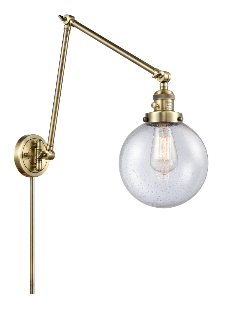Innovations 238-AB-G204-8 One Light Swing Arm Lamp, Antique Brass