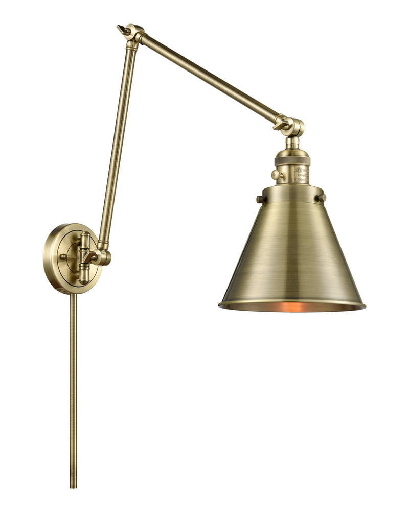 Innovations 238-AB-M13-AB One Light Swing Arm Lamp, Antique Brass