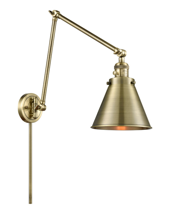 Innovations 238-AB-M13-AB One Light Swing Arm Lamp, Antique Brass