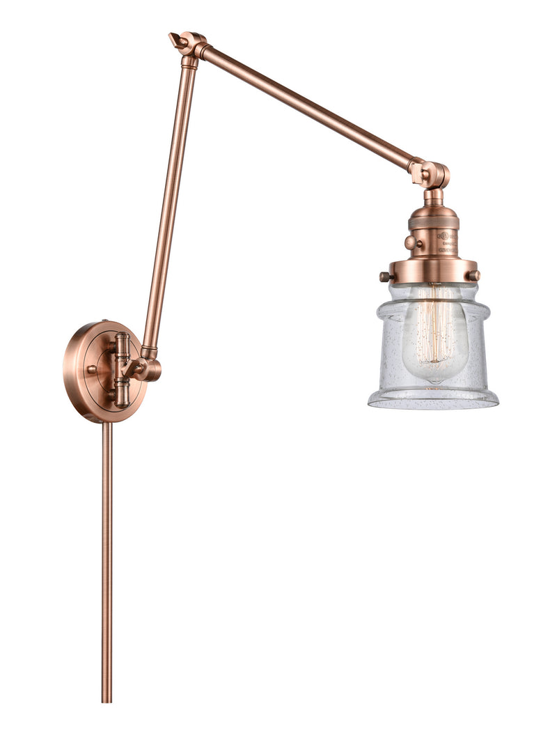 Innovations 238-AC-G184S One Light Swing Arm Lamp, Antique Copper