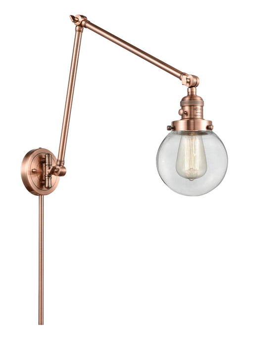Innovations 238-AC-G202-6 One Light Swing Arm Lamp, Antique Copper