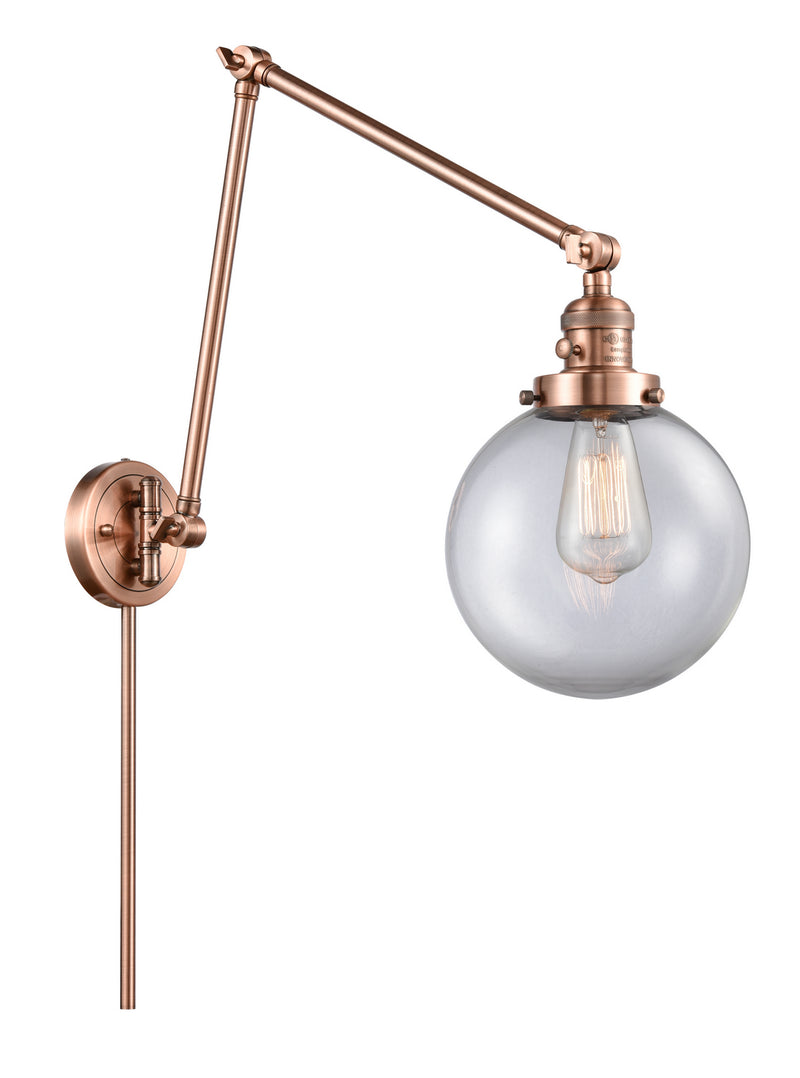 Innovations 238-AC-G202-8 One Light Swing Arm Lamp, Antique Copper