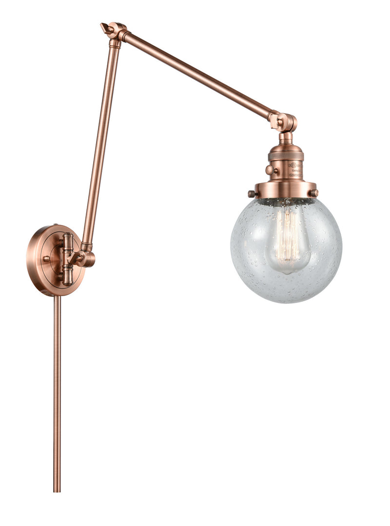 Innovations 238-AC-G204-6 One Light Swing Arm Lamp, Antique Copper