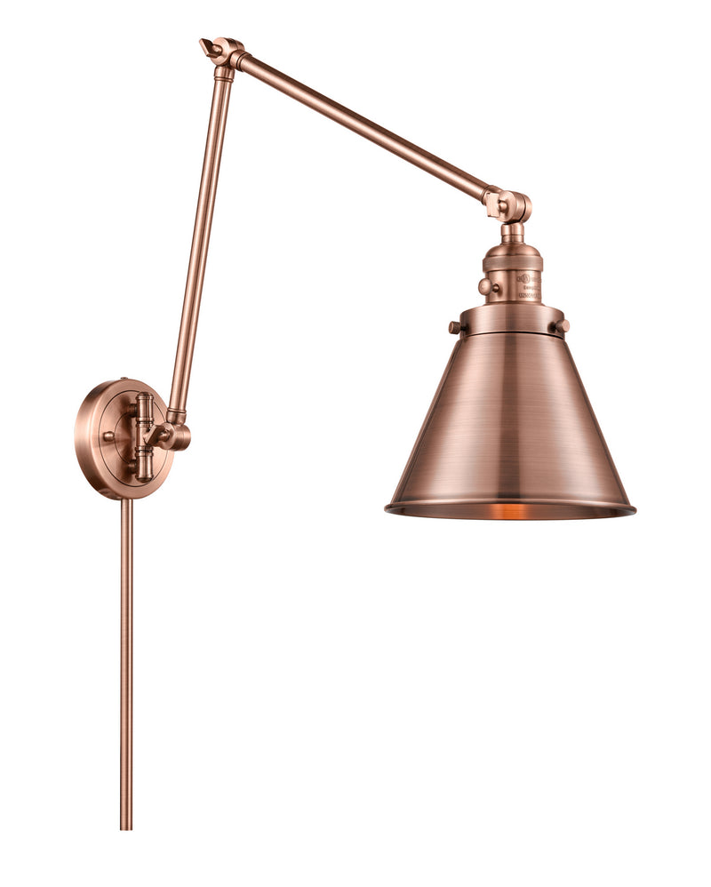 Innovations 238-AC-M13-AC One Light Swing Arm Lamp, Antique Copper