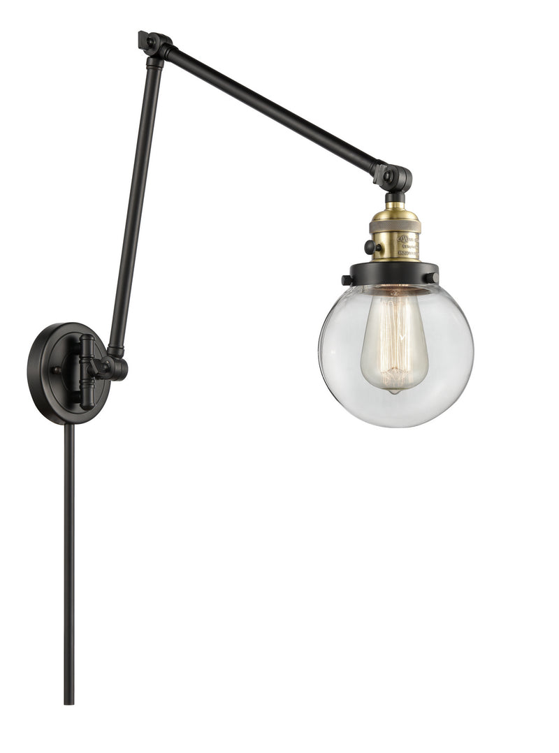 Innovations 238-BAB-G202-6 One Light Swing Arm Lamp, Black Antique Brass