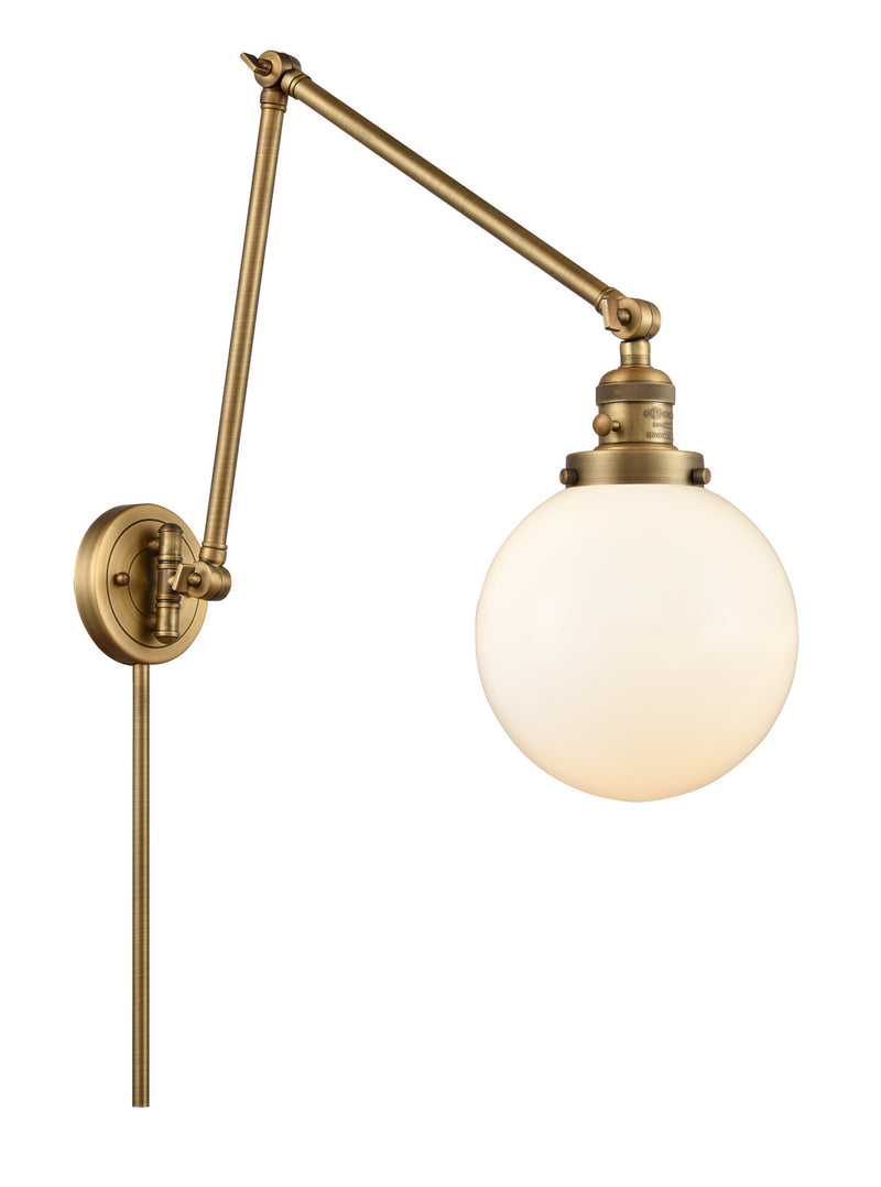 Innovations 238-BB-G201-8 One Light Swing Arm Lamp, Brushed Brass
