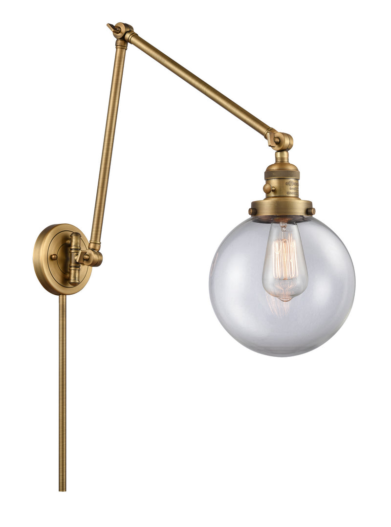 Innovations 238-BB-G202-8 One Light Swing Arm Lamp, Brushed Brass