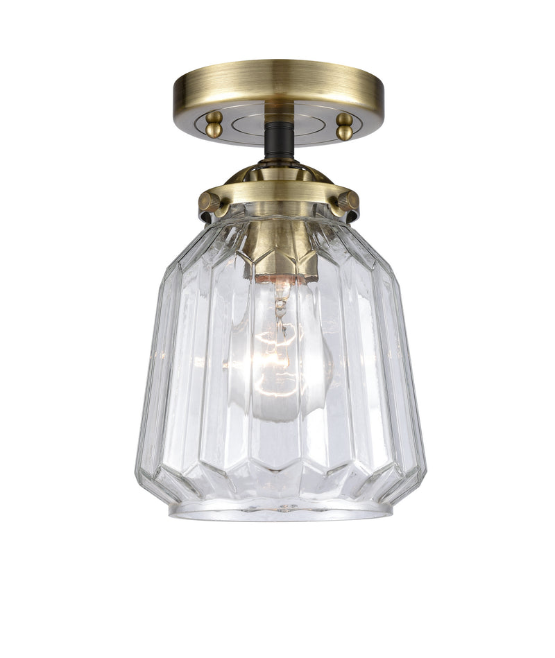 Innovations 284-1C-BAB-G142 One Light Semi-Flush Mount, Black Antique Brass