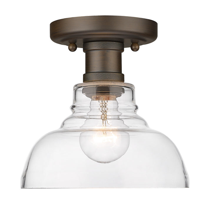 Golden 0305-FM RBZ-CLR One Light Flush Mount, Rubbed Bronze