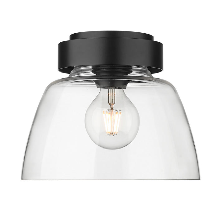 Golden 0314-FM10 BLK-CLR One Light Flush Mount, Matte Black
