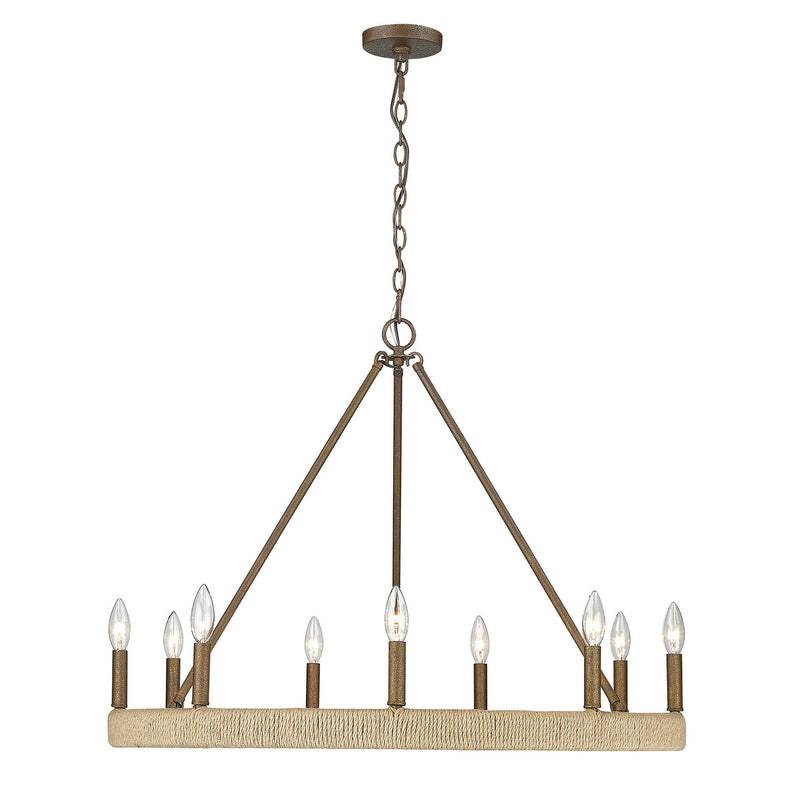 Golden 1022-9 BC Nine Light Chandelier, Burnished Chestnut